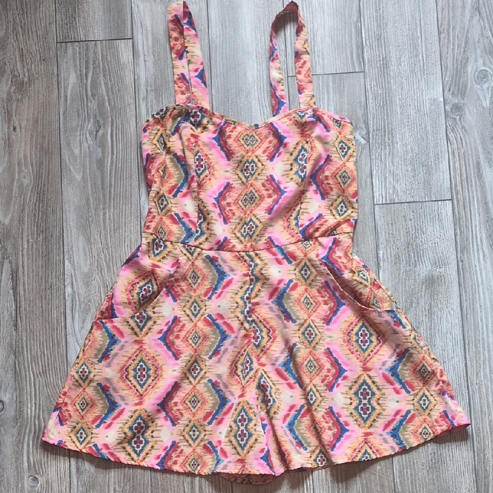 Band of Gypsies Multi-color Aztec Print Romper S